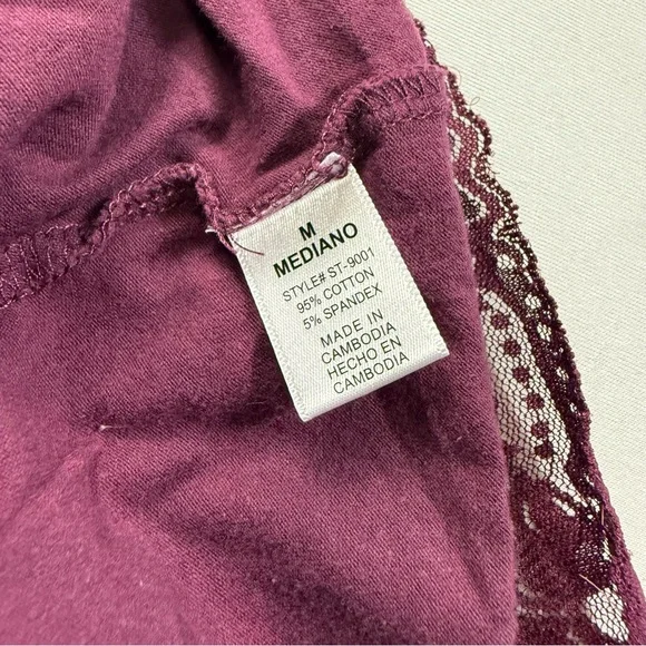 Zenana Outfitters Plum Lace Trim Camisole – Stretch Cotton – Women’s Size M - Picture 9 of 11